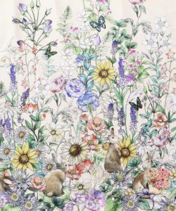 蝶の舞う花畑とウサギプリントワンピース-14