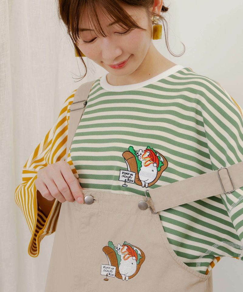 おちりサンド刺繍 切替ボーダーTシャツ-1