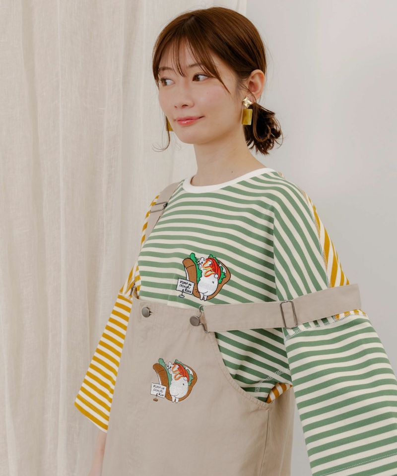 おちりサンド刺繍 切替ボーダーTシャツ-3