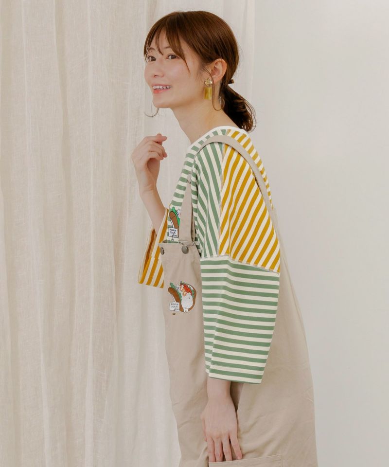 おちりサンド刺繍 切替ボーダーTシャツ-4