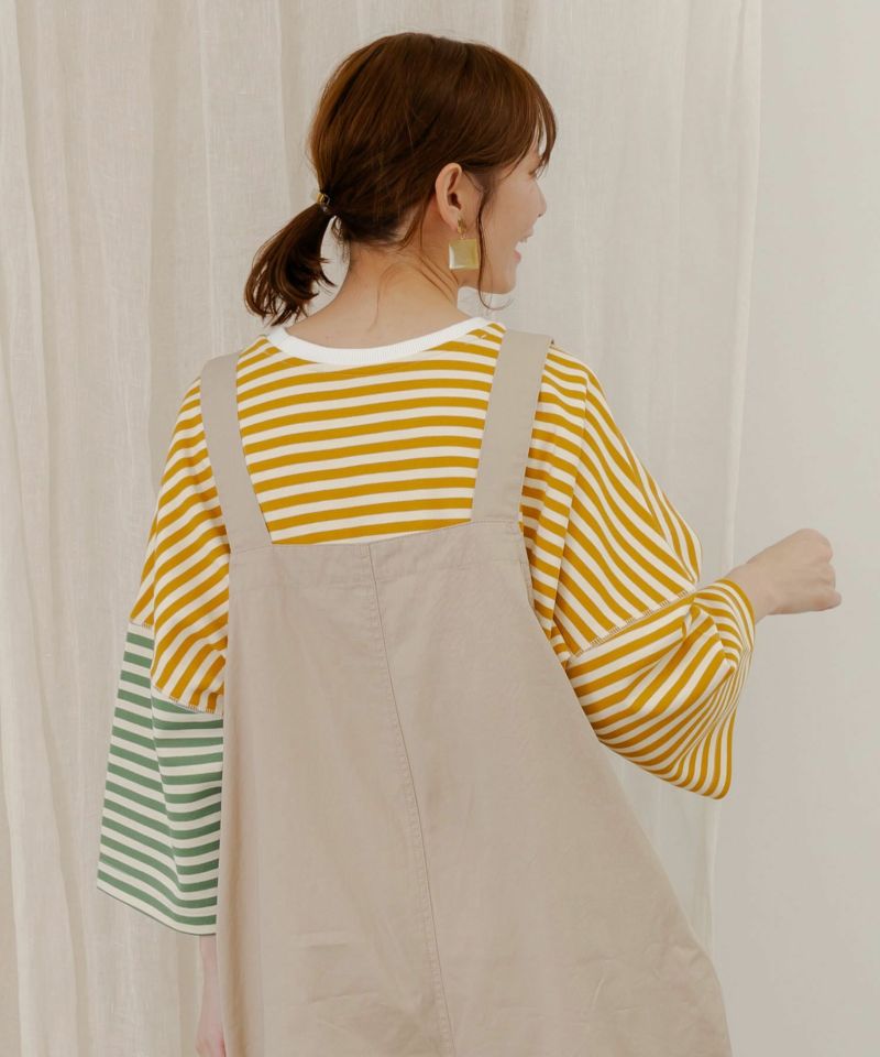 おちりサンド刺繍 切替ボーダーTシャツ-5