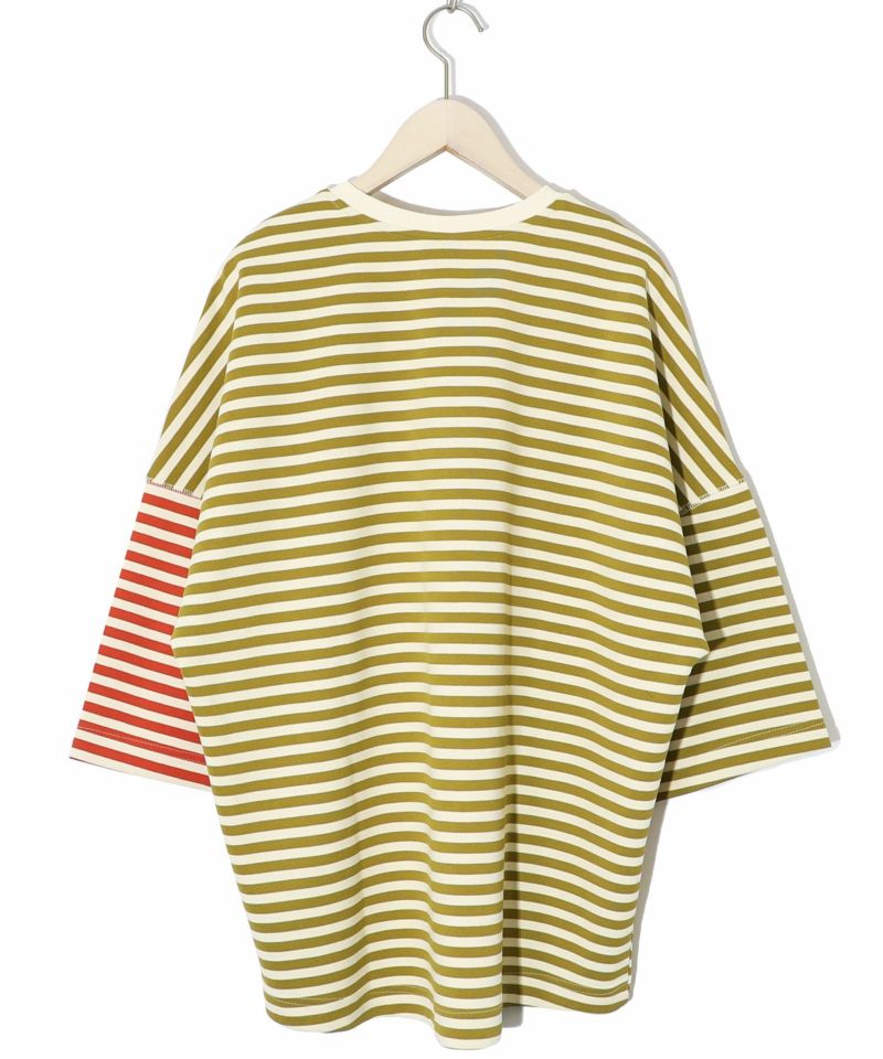 おちりサンド刺繍 切替ボーダーTシャツ-8