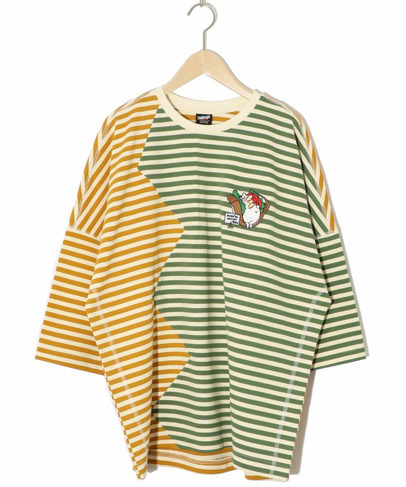 おちりサンド刺繍 切替ボーダーTシャツ-10