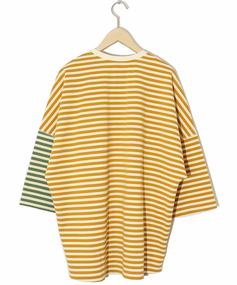 おちりサンド刺繍 切替ボーダーTシャツ-11