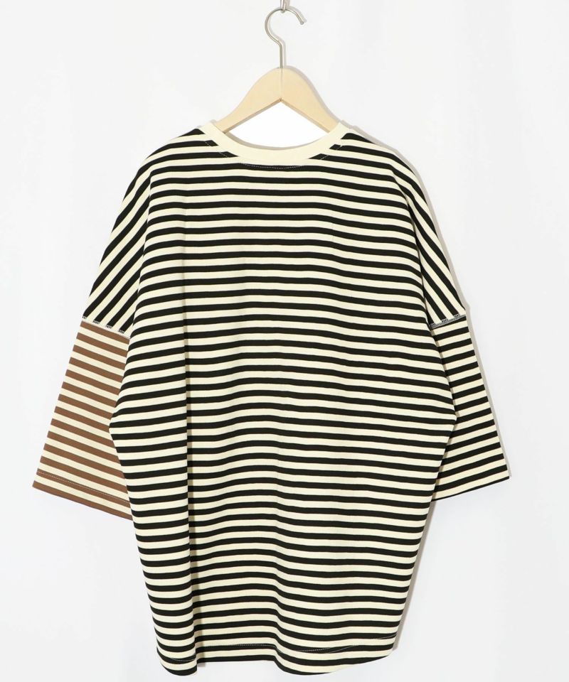 おちりサンド刺繍 切替ボーダーTシャツ-14