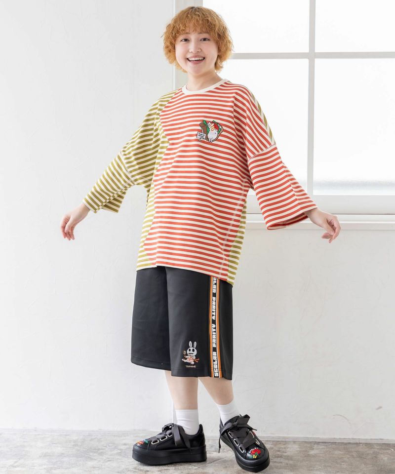おちりサンド刺繍 切替ボーダーTシャツ-17