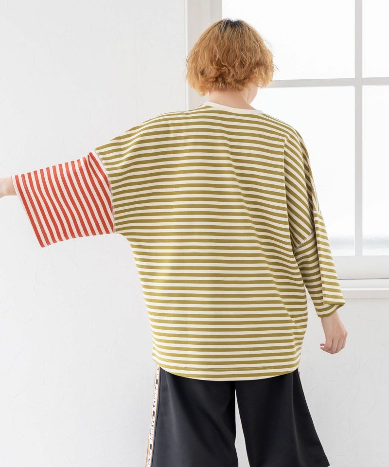 おちりサンド刺繍 切替ボーダーTシャツ-20