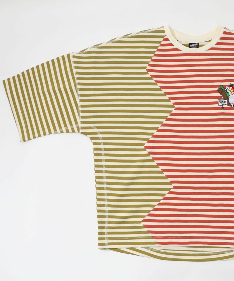 352108：おちりサンド刺繍 切替ボーダーTシャツの通販-ScoLar