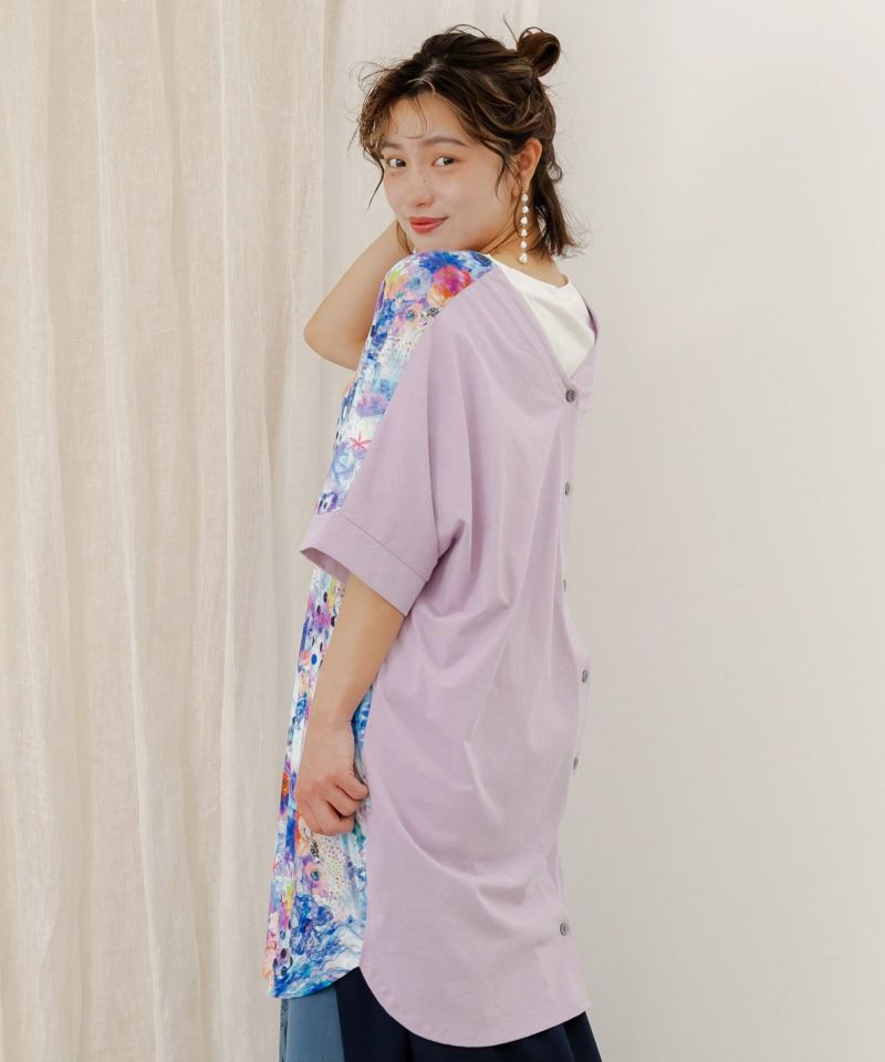 花クラゲ柄 前後着用2WAYワンピース-4