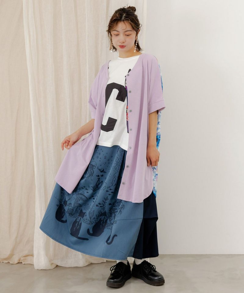 花クラゲ柄 前後着用2WAYワンピース-8