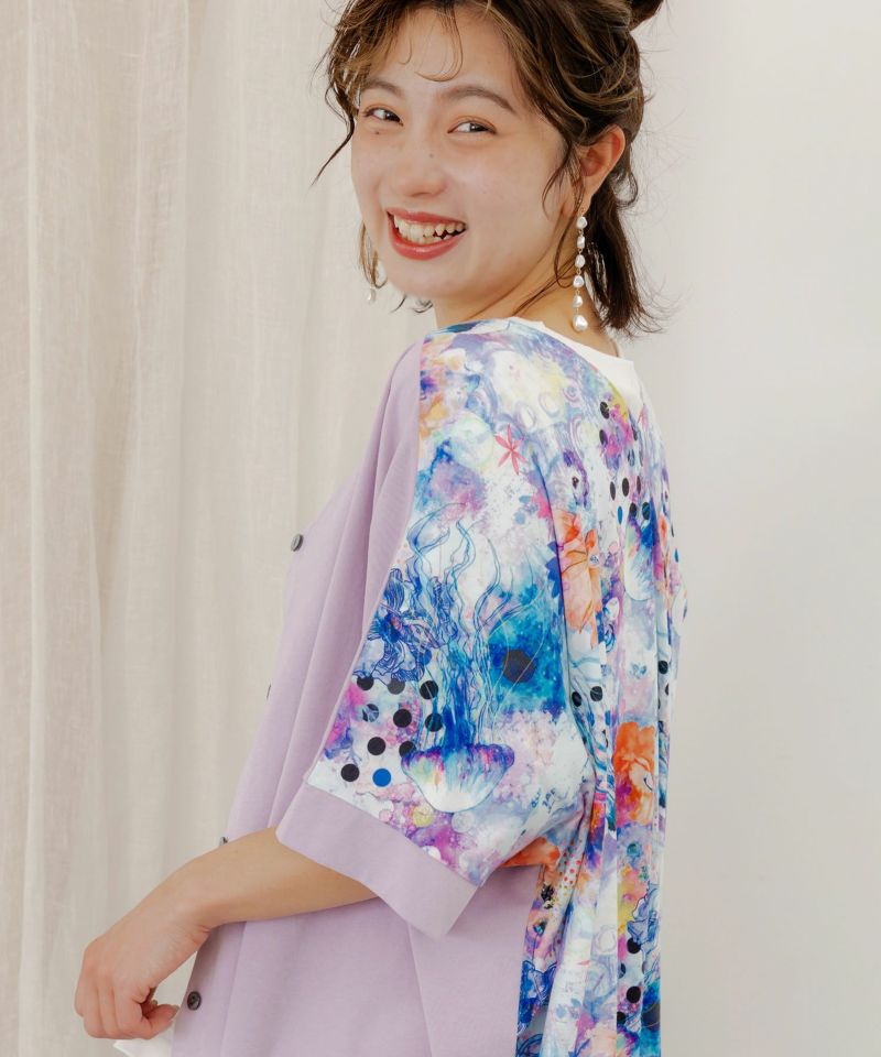 花クラゲ柄 前後着用2WAYワンピース-11