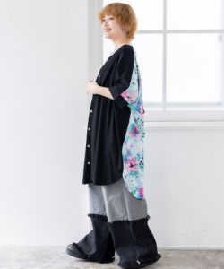 花クラゲ柄 前後着用2WAYワンピース-26