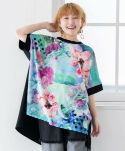花クラゲ柄 切替チュニック-1