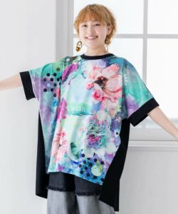 花クラゲ柄 切替チュニック-3