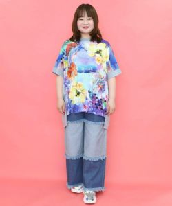 花クラゲ柄 切替チュニック-15