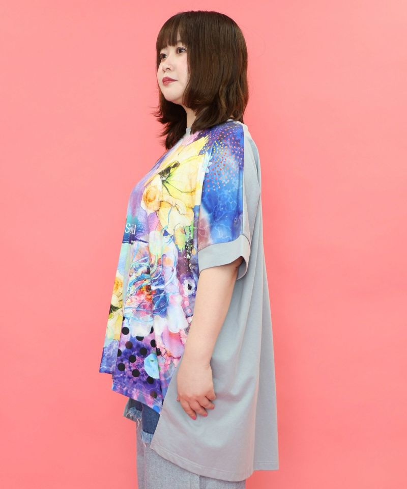 花クラゲ柄 切替チュニック-17