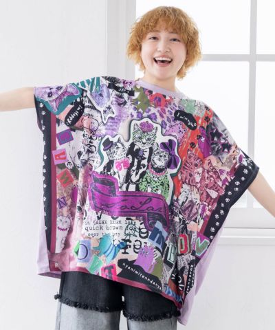 いろんなネコだらけ 総柄切替プルオーバー-3