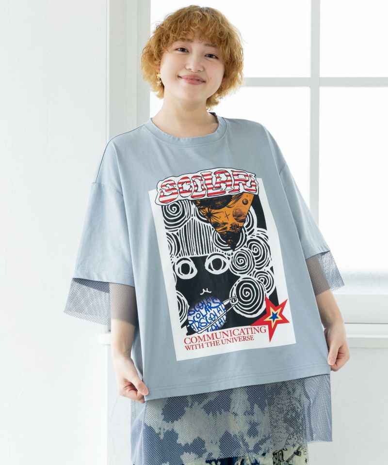 スカラーちゃん柄メッシュ切替BIG-T-1