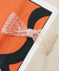 152630：ネコ撫でプリント×ドットチュール重ねチュニックの通販