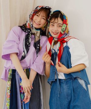 ネコ・花・クラゲ 3柄展開 スカーフ付刺繍Tシャツ-1