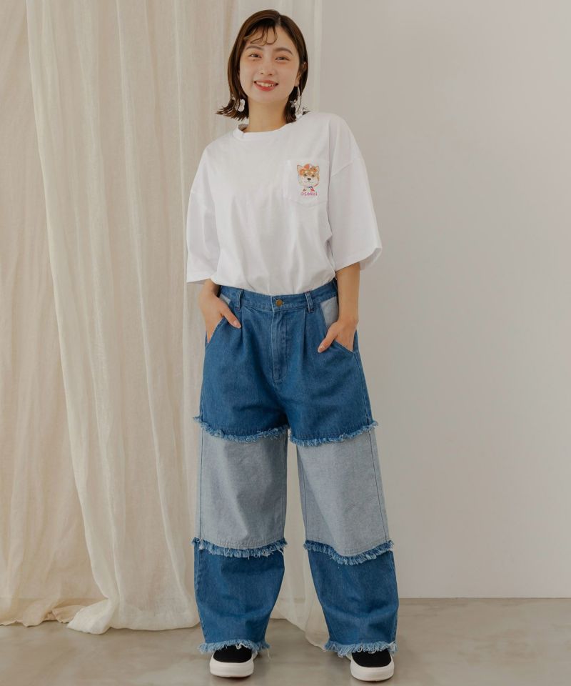 ネコ・花・クラゲ 3柄展開 スカーフ付刺繍Tシャツ-3