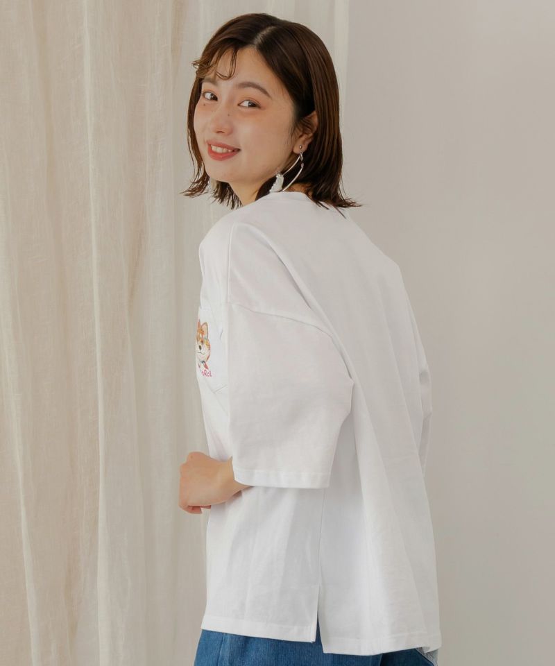 ネコ・花・クラゲ 3柄展開 スカーフ付刺繍Tシャツ-4