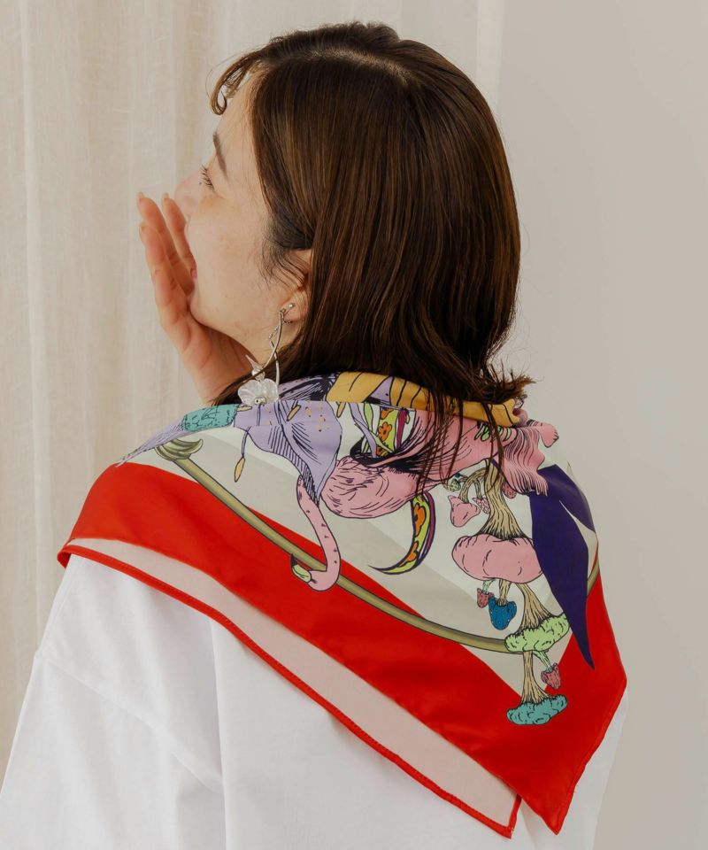 ネコ・花・クラゲ 3柄展開 スカーフ付刺繍Tシャツ-9