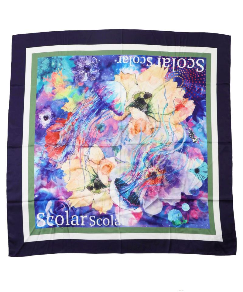 ネコ・花・クラゲ 3柄展開 スカーフ付刺繍Tシャツ-16