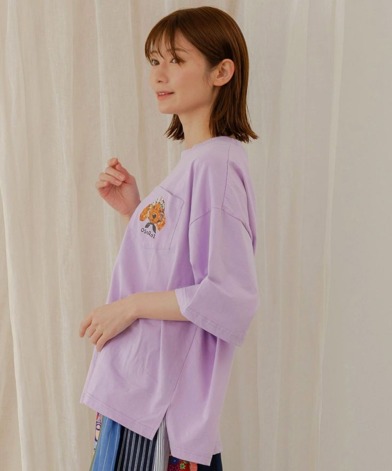 ネコ・花・クラゲ 3柄展開 スカーフ付刺繍Tシャツ-22