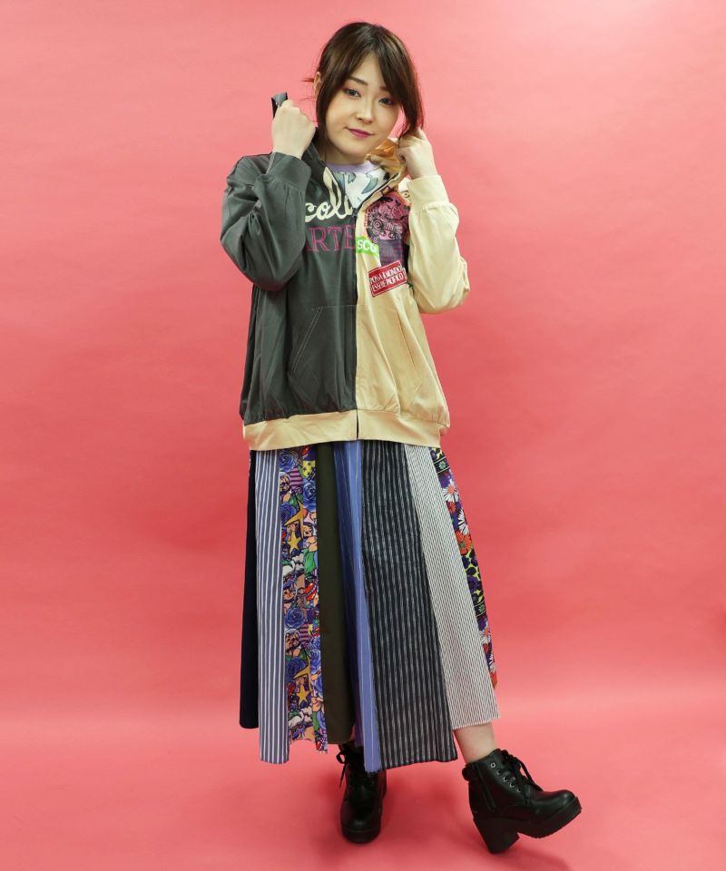152628：ネコとスカラーロゴ バイカラーパーカーの通販-ScoLar