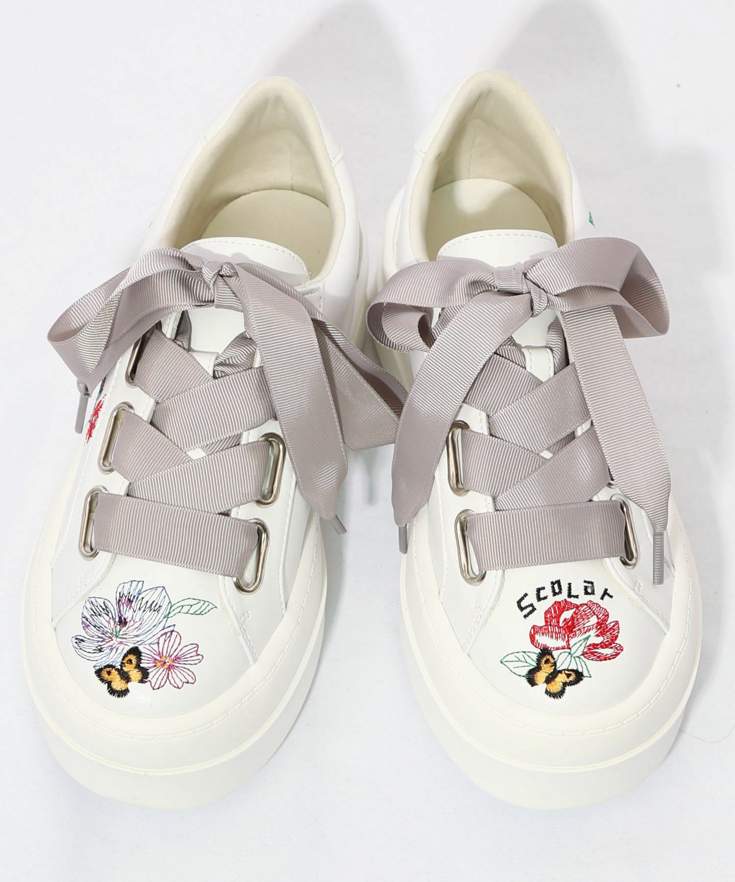 SS-186：花ネコ刺繍厚底スニーカーの通販-ScoLar 