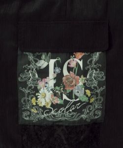 花蝶フリンジシフォン 異素材MIXカーゴパンツ-13