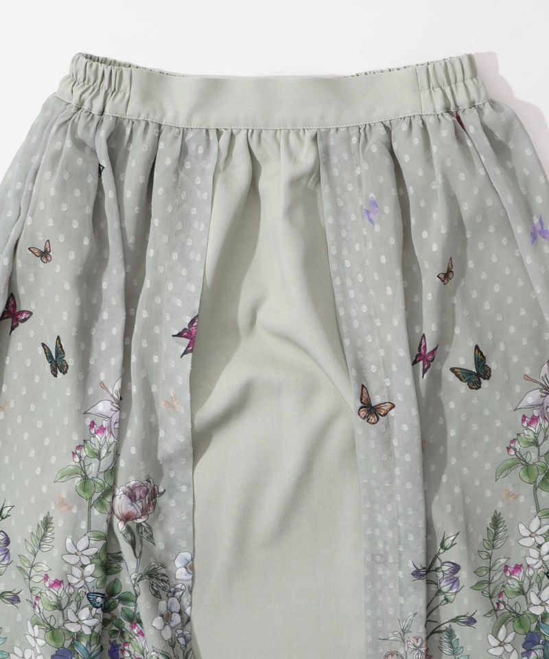 蝶舞う花畑とウサギプリント シフォン重ねスカート-23
