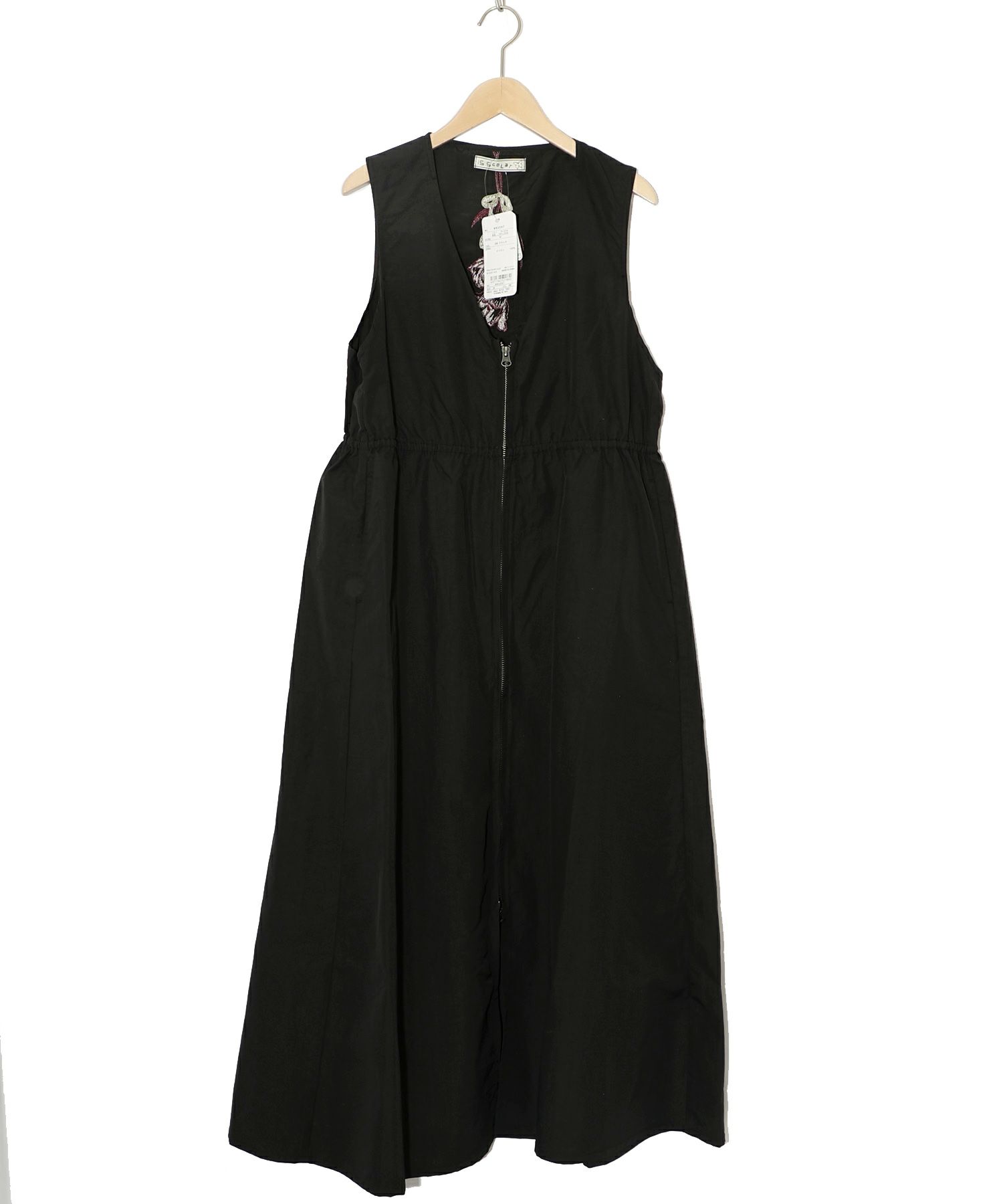 552207：花刺繍前開きノースリーブワンピースの通販-ScoLar 