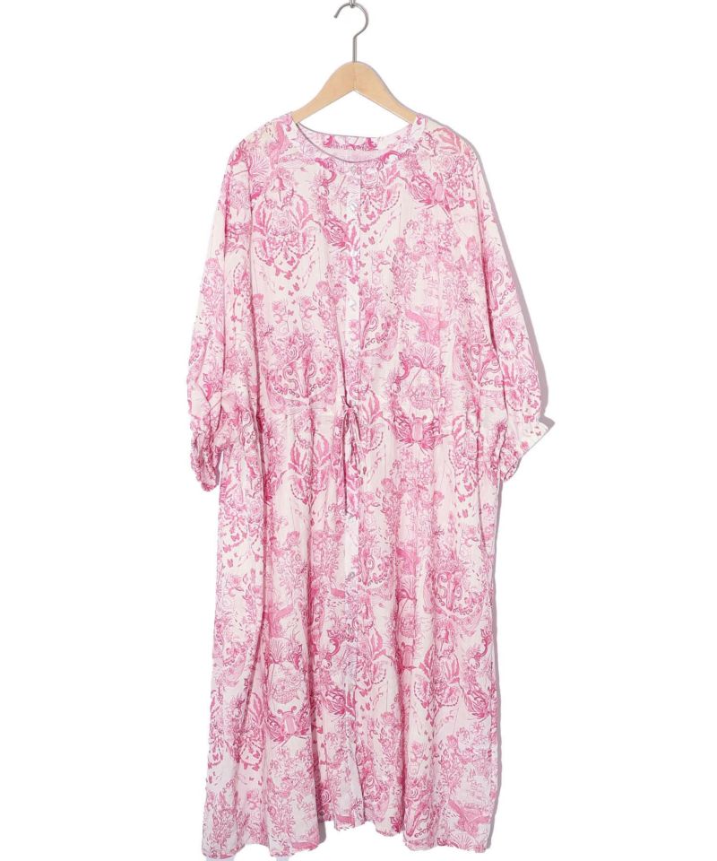 総柄シアーチェック 前開きシャツワンピース-10