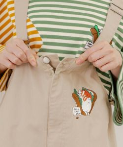 ScoLar Parity 352107：クマのおちり刺繍サロペット ScoLar Parity オーバーオール サロペット 352107：クマのおちり
