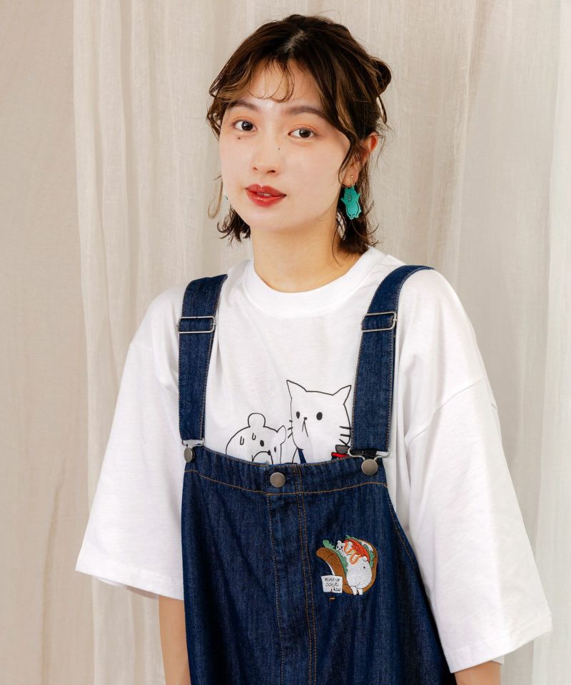 クマのおちり刺繍サロペット-16
