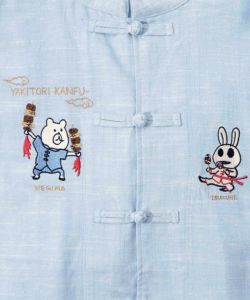 ウサギとクマ刺繍 カンフーチャイナシャツ-15
