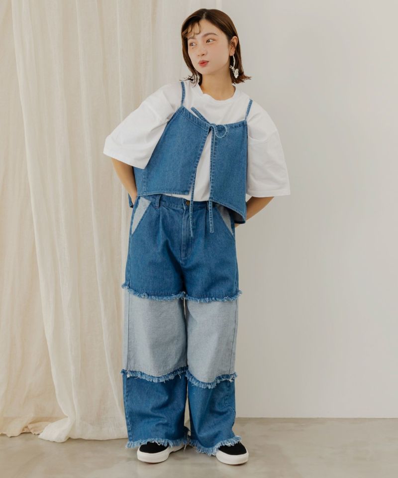 花アップリケデニムビスチェ-2