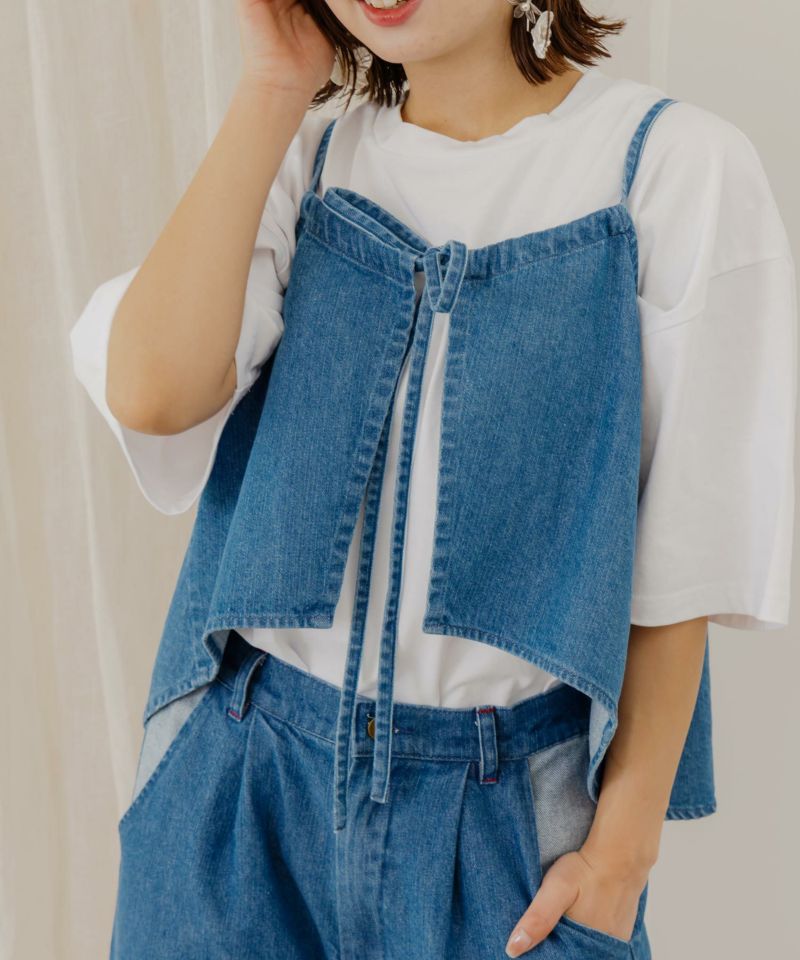 花アップリケデニムビスチェ-3