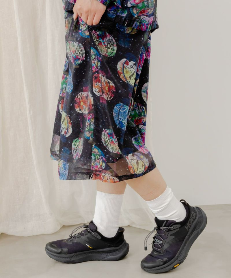 ランタン・コラージュ・スカラーちゃん柄 オーガンジーハーフパンツ-3