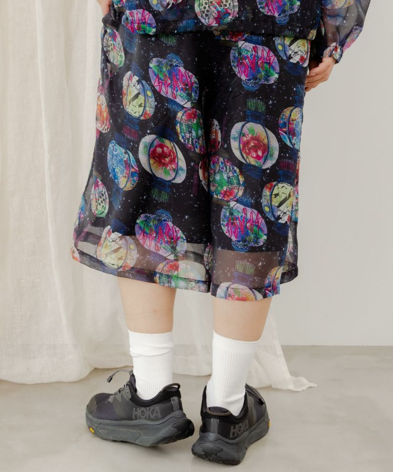ランタン・コラージュ・スカラーちゃん柄 オーガンジーハーフパンツ-5
