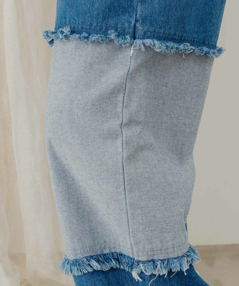 スカラー刺繍 パッチワークデニムパンツ-6