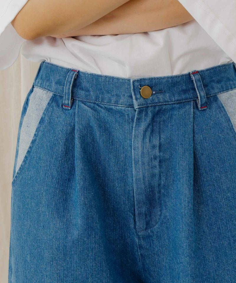 スカラー刺繍 パッチワークデニムパンツ-7