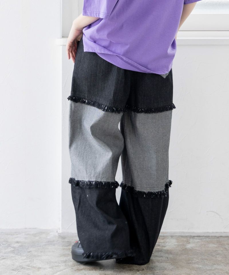 スカラー刺繍 パッチワークデニムパンツ-20