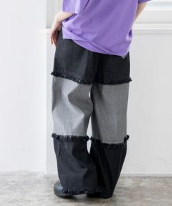 スカラー刺繍 パッチワークデニムパンツ-20