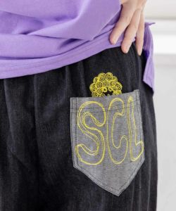 スカラー刺繍 パッチワークデニムパンツ-23