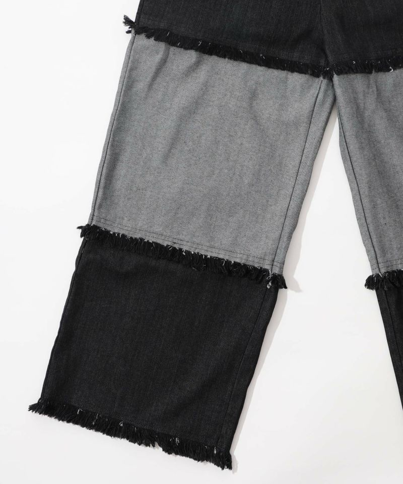 スカラー刺繍 パッチワークデニムパンツ-26