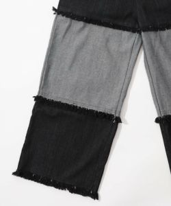 スカラー刺繍 パッチワークデニムパンツ-26