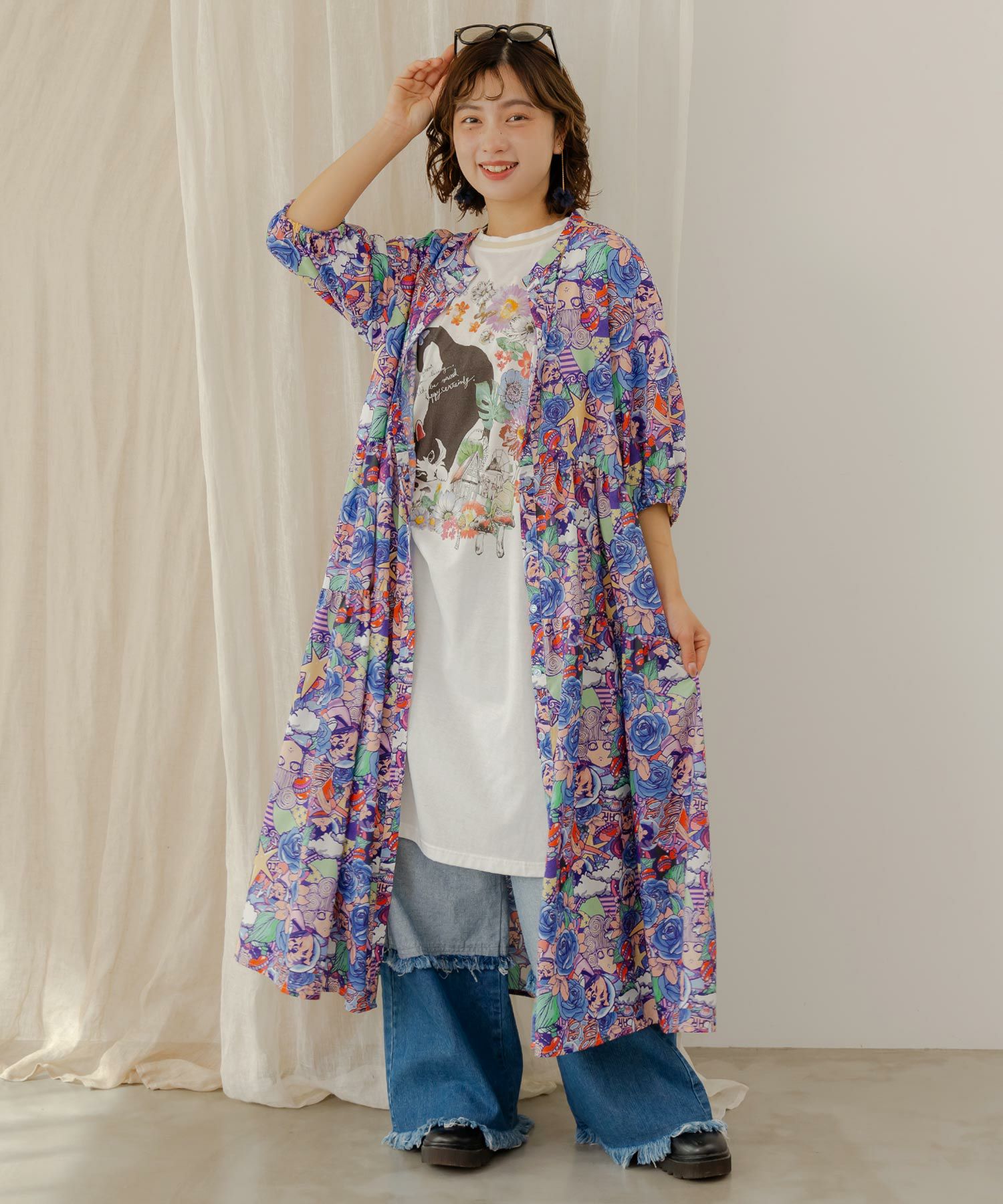 152603：スカラーちゃん・花柄 パフスリーブワンピースの通販-ScoLar